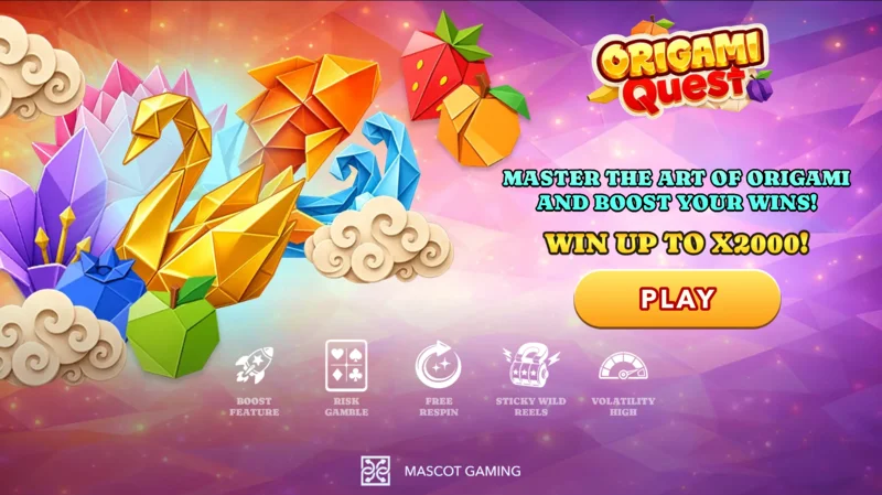 Origami Quest - layar utama dengan gulungan dan simbol origami